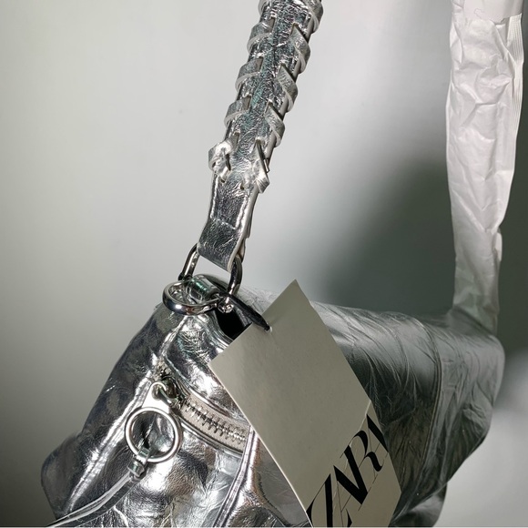 ZARA NWT METALLIC GATHERED BOW SHOULDER BAG REF 6800/410 - Picture 8 of 11